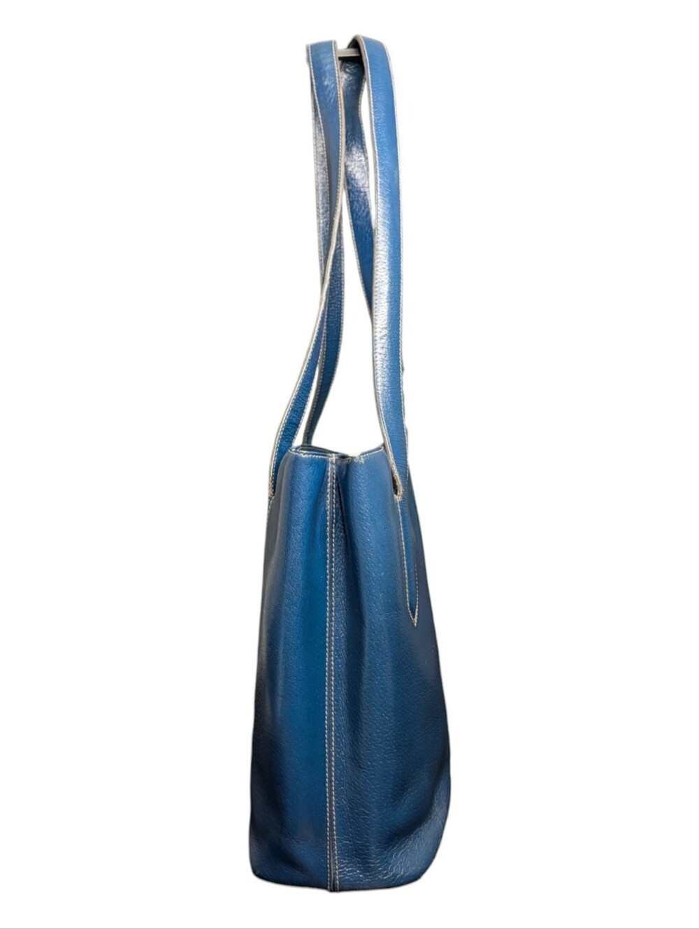 Vintage 80s Gucci Navy Blue Leather Shoulder Tote - Picture 5 of 11